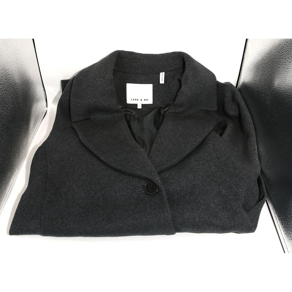 Lark & Ro Women's Single Breasted Shawl Collar Coat, Charcoal, Size 2